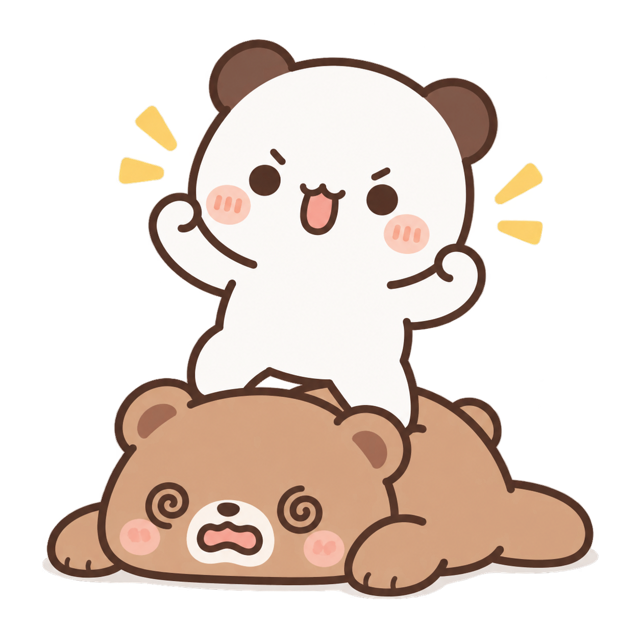 White bear standing on brown bear
